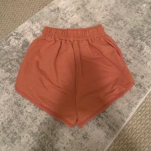 burnt orange high waisted lounge shorts